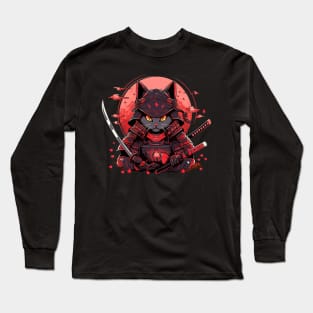 samurai cat Long Sleeve T-Shirt